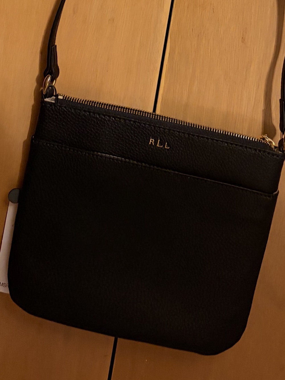 Women's Black Leather Crossbody Bag - Classic Pebbled Design
